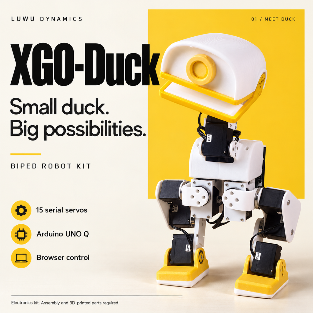 XGO-Duck Biped Robot Electronics Kit (Arduino UNO Q Board NOT Included)