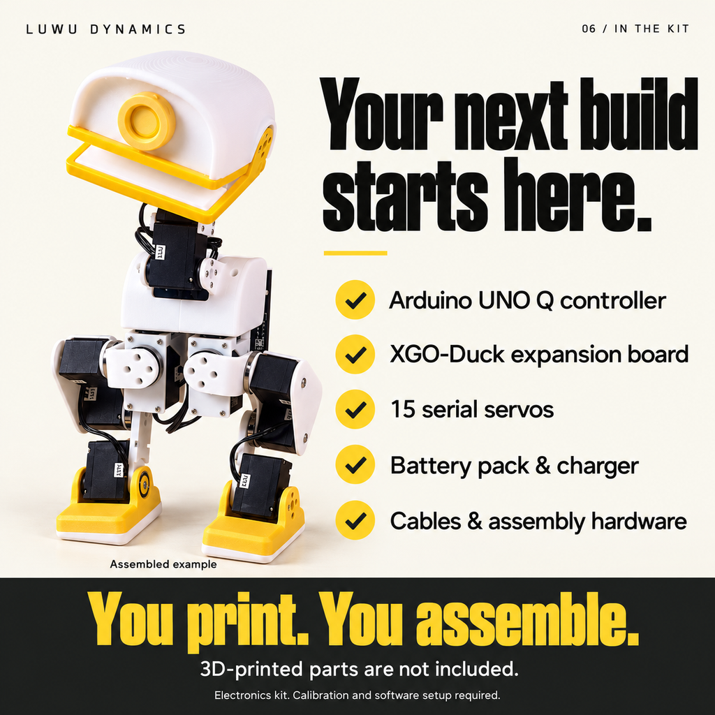 XGO-Duck Biped Robot Electronics Kit (Arduino UNO Q Board NOT Included)