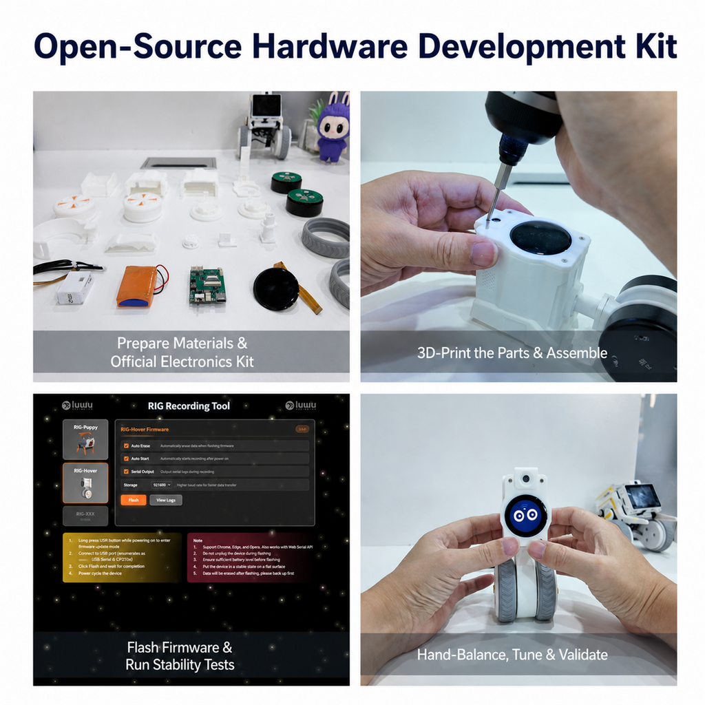 RIG Hover Fully Open-Source 3D-Printed Programmable AI Companion Robot Maker DIY Kit