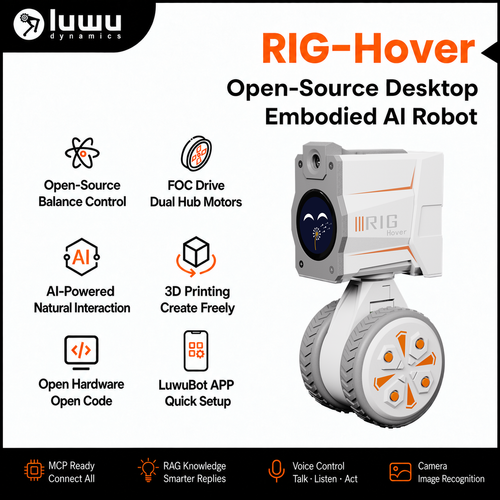 RIG Hover Fully Open-Source 3D-Printed Programmable AI Companion Robot Maker DIY Kit