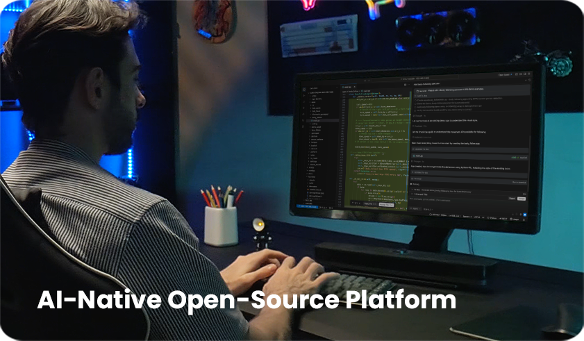 Developer working with the XGO open-source robotics platform
