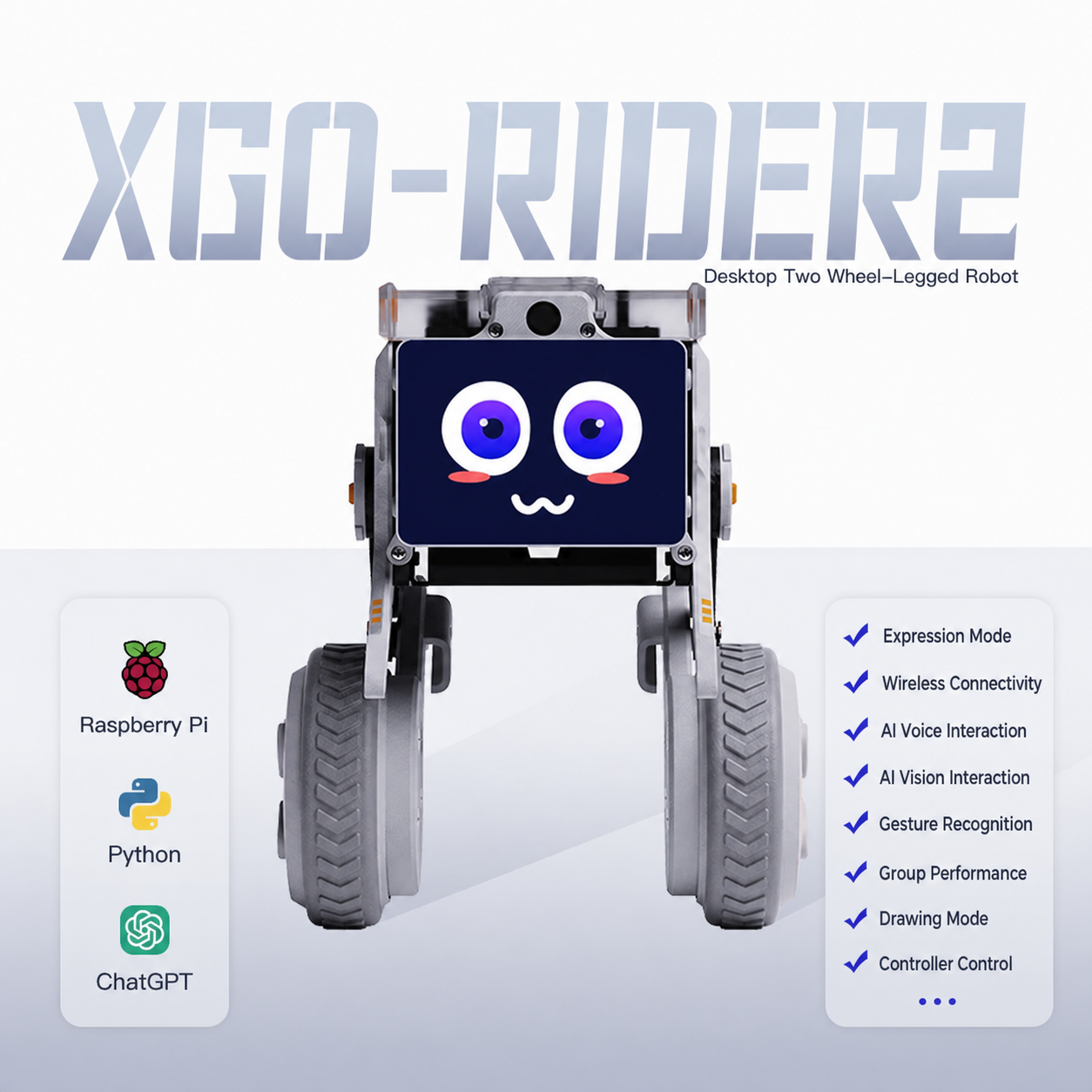 XGO-Rider2, World’s First Desktop Wheel-Legged Robot with AI